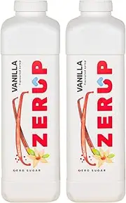 Zerup Zero Sugar Vanilla Flavoured Syrup 2 x 1L Bottles, Sugar Free Syrup, Vanilla Flavour Drink Mix, Low Calorie Flavourings for Milk Shakes, Cocktails, Teas, Gluten Free, Keto Friendly, Halal