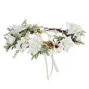 Leaf Flower Crown Garland Headpiece - Handmade Hair Garland Floral Wreath Adjusatble Flower Headbands for Bridal Wedding Festival Party Flower Leaves Crown (Cr