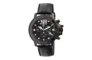 NEW Breed BRD4704 Men's Von Glarus Black Leather Chrono Dial Watch royal swiss