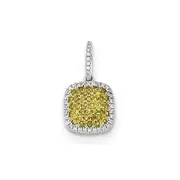14k White Gold Diamond & Pav‚ Yellow Diamond Pendant