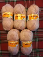 6 Skeins Junghans Wolle Shetlaine Yarn Beige 275-602 Lot 20181