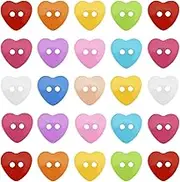 VGOL 200Pcs Heart Buttons - Colourful Plastic Love Heart Shape With Two Holes for DIY Sewing Accessories, Clothing Making