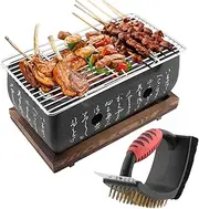 Table Grill Charcoal Japanese Style BBQ With Cleaning Brush, Mini Portable Cooking Stove, Plate, Table Top Party Accessories, Tools