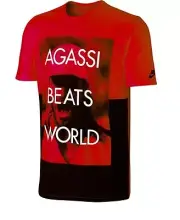New Nike AIR FLARE AGASSI Tee Shirt 695733-660 Red Tennis Andre TSHIRT