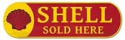 SHELL SOLD HERE CLAM SHELL 27" HEAVY DUTY USA MADE METAL AGED ADVERTISING SIGN