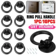 1-20 Black Ring Pull Handle Cabinet Knob Drawer Dresser Cupboard Drop Zinc Alloy