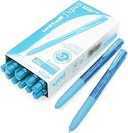 Uni-Ball Signo UMN-155-07 Gel Ink Retractable Rollerball Pen - 0.7mm Fine - Sky Blue Ink - Pack of 12