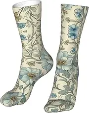 [CSIVKEJ] Crew Socks Comfort Casual Athletic Multi Design Socks For Women Men, Flower 11, One Size, Flower 11, One size
