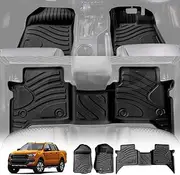 X-CAR 3D Heavy Duty All Weather Car Floor Mat Carpet Liner Complete Set for Ford Ranger PX PX2 PX3 Dual Double Cab 2011-2021