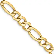 14K Yellow Gold 20 inch 7.3mm Semi-Solid Figaro with Lobster Clasp Chain Necklace