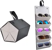 [Kenpal] Sunglasses Storage Organizer Holder Foldable Travel Case with 5 Slot Compartments for Multiple Glasses