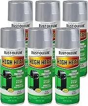 Rust-Oleum High Heat Satin Spray Paint, Silver, 340 g (Pack of 6)