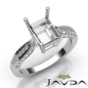 Emerald Semi Mount Solitaire Style Diamond Engagement Ring 18k White Gold 0.4Ctw