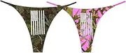 [NE Beauty] Pink Camo & Traditional Camouflage American Flag Thong With White (Pack of 2)