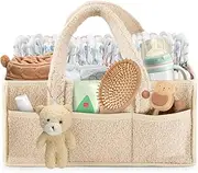 Terravoltz Baby Nappy Caddy Organiser, Large Diaper Caddy Organizer for Wipes and Diapers, Portable Organizer for Changing Table, Car, Travel Pink