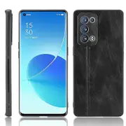 For OPPO Reno6 Pro+ Shockproof Sewing Cow Pattern Skin PC + PU + TPU Case(Black)