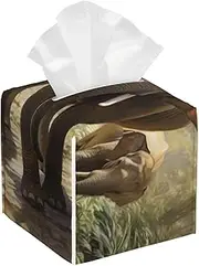 Asian Elephants Print Tissue Box Cover Square Waterproof Design for Bathroom Box Table Car and More