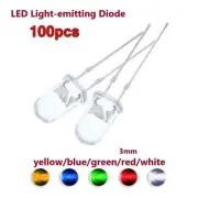 100pcs Super Bright LED 3mm Red/Blue/Green/White/Yellow LED Bulb Emitting Diodes