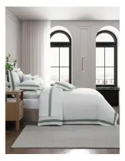 [Private Collection] Bentley Quilt Cover Set in White/Sage