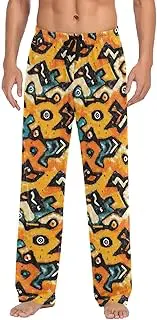 [WOIWB] Men’s Pajama Pants Art Abstract Pattern Lounge Pants with Pockets Drawstring Elastic Band Small