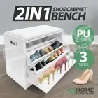 15 Pairs Shoe Cabinet Cupboard Footwear Stand Cushion Bench Wooden Storage White