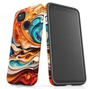 For Google Pixel 4a Tough Protective Cover, Swirling Gold