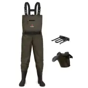 HISEA Bootfoot Chest Wader for Men Women 2-Ply Nylon/PVC Waterproof Mesh lini...