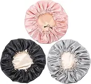 MERRYHAPY 3pcs Adjustable Shower Cap Curly Hair Turban Womens Shower Caps Makeup Shower Cap Curly Hair Sleep Cap Curly Bonnet for Hat Deep Conditioning Cap Hair Bonnet Satin