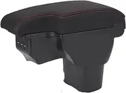 Car Armrests Armrest Box Fit for Infiniti ESQ Car Armrest 2010-2019 Accessories Interior Storage Box Retrofit Parts USB Console Armrest(B1 Black red Corium)