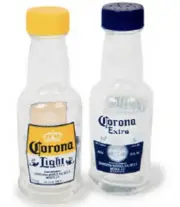 Vintage Corona Official Mini 2oz Replica Glass Bottle Salt and Pepper Shaker Set