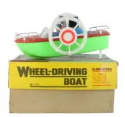 Vintage Tin Toy Clockwork wheel Driving Boat MS879 China Boxed 1960s
