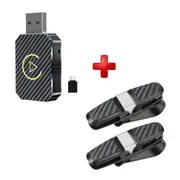Wireless Apple Carplay Adapter Car Dongle PLUS 2x Sun Visor Glasses Holder Clip
