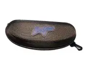 Maui Jim Sunglasses Eyeglass Case Small Clam Shell Brown Zipper Clip