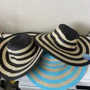 3 sun & sky floppy hats 2 Blacks One Blue