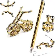 TTzycc Magnetic Pen,Decompression Magnet Metal Pen,Fidget Pen with 13 Magnetic Rings,Creative Toy Pen Can Write,Intellectual Learning and Stress Reduction Gifts for Family or Friends.（Golden）