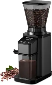 Anti-Static Conical Burr Coffee Grinder, Touchscreen Electric Adjustable Burr Mi