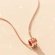 Barrel Slider Pendant Necklace in Rose Gold Plated Titanium with Genuine 0.005ct Diamond