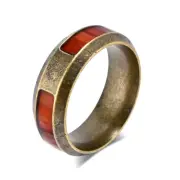 Viking Runes Tree of Life Ring Stainless Steel Wood Inlay Wedding Ring Size 7-13