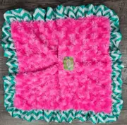 Hobby Lobby New Creations Grace Security Blanket Pink Teal Chevron Satin Lovey