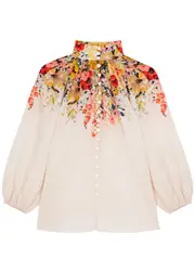 Zimmermann Alight Floral-print Linen Blouse - Ivory - 0 (UK 8 / S) 0 (UK 8 / S)