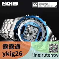 在飛比找露天拍賣優惠-正品 Skmei手錶 鋼帶手錶 太陽能手錶 雙顯手錶 送貼盒