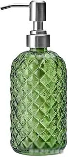 Soap Dispensers Bottle Glass Push Lotion Bottle 400ml Home/Hotel/Bathroom Soap Holder Transparent Cylindrical Blue/Clear/Green/Orange Soap Pump Bottle(Clear)