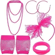 [CATIEBYE] 80s 90s Retro Themed Party Set Headband Earring Necklace Bracelet Fashionable Photo Props Comfortable for Boys and Girls