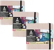 Arteza Watercolor Sketchbooks, 5.5x5.5-inch, 3-Pack, 132 Sheets, Beige Art Journal, Hardcover 110lb Paper Book, Watercolor Sketchbook for Use as Travel Journal and Mixed Media Pad
