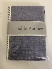 POTTERY BARN Dobby Stripe Cotton Table Runner French Blue 13 X 72 New