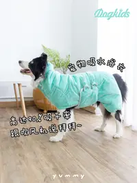 在飛比找松果購物優惠-dogkids 超可愛寵物吸水浴衣 速乾毛巾衣服 中大型狗狗