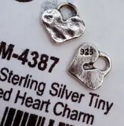 Sterling Silver Tiny Hammered Heart Locket Charms 5mm Qty:2