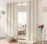 BLOCKOUT EYELET CURTAIN Double Layer Bridal Lace GIRLS Curtain Beige Cream White