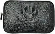 [Generic] Authentic Exotic Alligator Skin Classic Black Men's ZIP Clutch Purse Genuine Real Crocodile Leather Male Wristlets Pouch Bag, Black, 28cm(Length) x 17.5cm(Height) x 4.5cm(Deep)