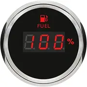 ELING 52mm(2'') Digital Fuel Level Gauge 0-5V Signal with Red Backlight 9-32V Working Voltage for Yacht Vans Racing (Digital Black+Stainless Steel)